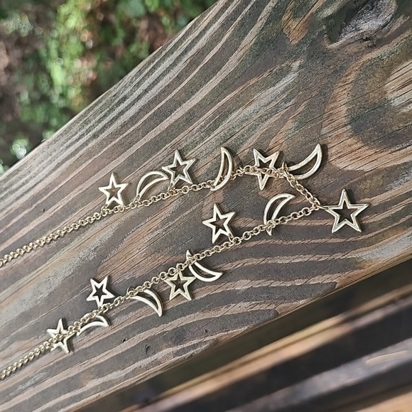 J Crew Moon And Stars Charm Necklace - Picture 1 of 4